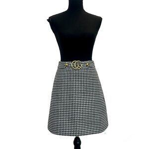 Black white houndstooth check mini skirt Sz 40